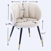 Off-White Velvet lounge chair, black metal feet, unique back design, suitable for office, living room, bedroom
