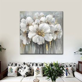 Hand Painted Oil Paintings Hand Painted Square Floral / Botanical Pop Art Living Room Hallway Bedroom Luxurious Decorative Painting (Style: 1, size: 70x70cm)